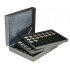Lindner 2365-2530CE Estuche para monedas NERA XL con 3 tableros y plantillas para monedas en color negro para 105 monedas con un diámetro externo de 32 mm