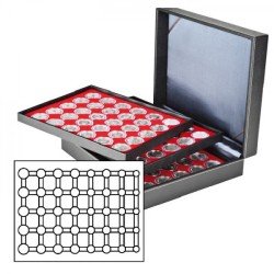 Lindner 2365-2556E Estuche para monedas NERA XL con 3 tableros y plantillas para monedas en color rojo claro para 15 series de monedas euro de curso Lindner 2365-2556E Estuche para monedas NERA XL con 3 tableros y plantillas para monedas en color rojo claro para 15 series de monedas euro de curso