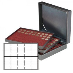 Lindner 2365-2722E Estuche para monedas NERA XL con 3 tableros y plantillas para monedas en color rojo oscuro para 60 marquitos para monedas 50 x 50 mm/cápsulas para monedas CARRÉE/OCTO Lindner 2365-2722E Estuche para monedas NERA XL con 3 tableros y plantillas para monedas en color rojo oscuro para 60 marquitos para monedas 50 x 50 mm/cápsulas para monedas CARRÉE/OCTO