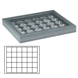 Lindner 2367-2115CE Estuche para monedas NERA M PLUS con plantilla para monedas en color negro con 30 casilleros cuadrados para monedas/cápsulas de hasta 38 mm Lindner 2367-2115CE Estuche para monedas NERA M PLUS con plantilla para monedas en color negro con 30 casilleros cuadrados para monedas/cápsulas de hasta 38 mm