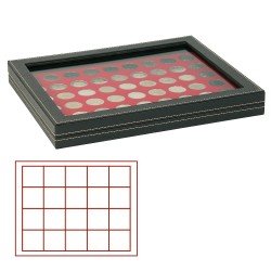 Lindner 2367-2120E Estuche para monedas NERA M PLUS con plantilla para monedas en color rojo claro con 20 casilleros cuadrados para monedas/cápsulas de hasta 47 mm Lindner 2367-2120E Estuche para monedas NERA M PLUS con plantilla para monedas en color rojo claro con 20 casilleros cuadrados para monedas/cápsulas de hasta 47 mm