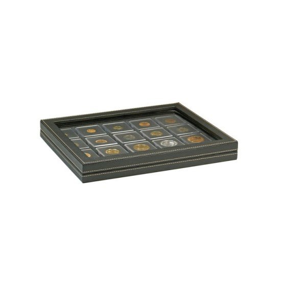 Lindner 2367-2122CE Estuche para monedas NERA M PLUS con plantilla para monedas en color negro para 20 marquitos para monedas 50 x 50 mm/cápsulas para monedas CARRÉE/OCTO Lindner 2367-2122CE Estuche para monedas NERA M PLUS con plantilla para monedas en color negro para 20 marquitos para monedas 50 x 50 mm/cápsulas para monedas CARRÉE/OCTO