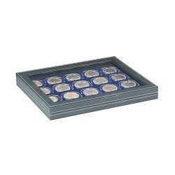 Lindner 2367-2122ME Estuche para monedas NERA M PLUS con plantilla para monedas en color azul oscuro para 20 marquitos para monedas 50 x 50 mm/cápsulas para cápsulas CARRÉE/ORTO Lindner 2367-2122ME Estuche para monedas NERA M PLUS con plantilla para monedas en color azul oscuro para 20 marquitos para monedas 50 x 50 mm/cápsulas para cápsulas CARRÉE/ORTO