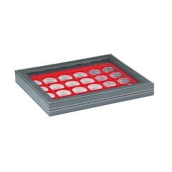 Lindner 2367-2124E Estuche para monedas NERA M PLUS con plantilla para monedas en color rojo claro con 24 casilleros cuadrados para monedas/cápsulas hasta 42 mm Lindner 2367-2124E Estuche para monedas NERA M PLUS con plantilla para monedas en color rojo claro con 24 casilleros cuadrados para monedas/cápsulas hasta 42 mm