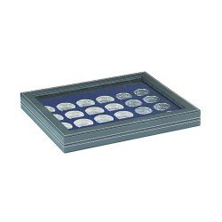 Lindner 2367-2124ME Estuche para monedas NERA M PLUS con plantilla para monedas en color azul oscuro con 24 casilleros cuadrados para monedas/cápsulas hasta 42 mm Lindner 2367-2124ME Estuche para monedas NERA M PLUS con plantilla para monedas en color azul oscuro con 24 casilleros cuadrados para monedas/cápsulas hasta 42 mm