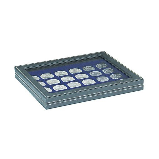 Lindner 2367-2124ME Estuche para monedas NERA M PLUS con plantilla para monedas en color azul oscuro con 24 casilleros cuadrados para monedas/cápsulas hasta 42 mm Lindner 2367-2124ME Estuche para monedas NERA M PLUS con plantilla para monedas en color azul oscuro con 24 casilleros cuadrados para monedas/cápsulas hasta 42 mm