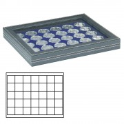 Lindner 2367-2135ME  Estuche para monedas NERA M PLUS con plantilla para monedas en color azul oscuro con 35 casilleros cuadrados para monedas/cápsulas de hasta 36 mm 