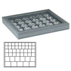 Lindner 2367-2145CE Estuche para monedas NERA M PLUS con plantilla para monedas en color negro con 45 casilleros rectangulares para monedas/cápsulas de hasta 24, 28, 39 y 44 mm Lindner 2367-2145CE Estuche para monedas NERA M PLUS con plantilla para monedas en color negro con 45 casilleros rectangulares para monedas/cápsulas de hasta 24, 28, 39 y 44 mm