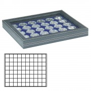 Lindner 2367-2180ME  Estuche para monedas NERA M PLUS con plantilla para monedas en color azul oscuro con 80 casilleros cuadrados para monedas/cápsulas de hasta un diámetro de 24 mm 