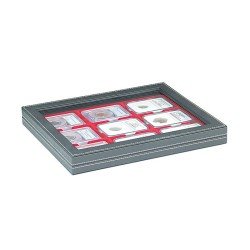 Lindner 2367-2219E Estuche para monedas NERA M PLUS con plantilla para monedas en color rojo claro para 9 cápsulas para monedas US (Slabs) de hasta un formato de 63 x 85 mm Lindner 2367-2219E Estuche para monedas NERA M PLUS con plantilla para monedas en color rojo claro para 9 cápsulas para monedas US (Slabs) de hasta un formato de 63 x 85 mm