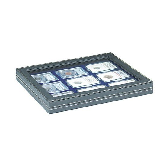 Lindner 2367-2219ME Estuche para monedas NERA M PLUS con plantilla para monedas en color azul oscuro para 9 cápsulas para monedas US (Slabs) de hasta un formato de 63 x 85 mm Lindner 2367-2219ME Estuche para monedas NERA M PLUS con plantilla para monedas en color azul oscuro para 9 cápsulas para monedas US (Slabs) de hasta un formato de 63 x 85 mm