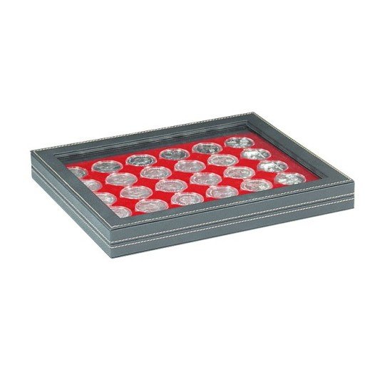 Lindner 2367-2226E Estuche para monedas NERA M PLUS con plantilla para monedas en color rojo claro con 30 hoyos redondos para cápsulas para monedas de hasta 39 mm Lindner 2367-2226E Estuche para monedas NERA M PLUS con plantilla para monedas en color rojo claro con 30 hoyos redondos para cápsulas para monedas de hasta 39 mm