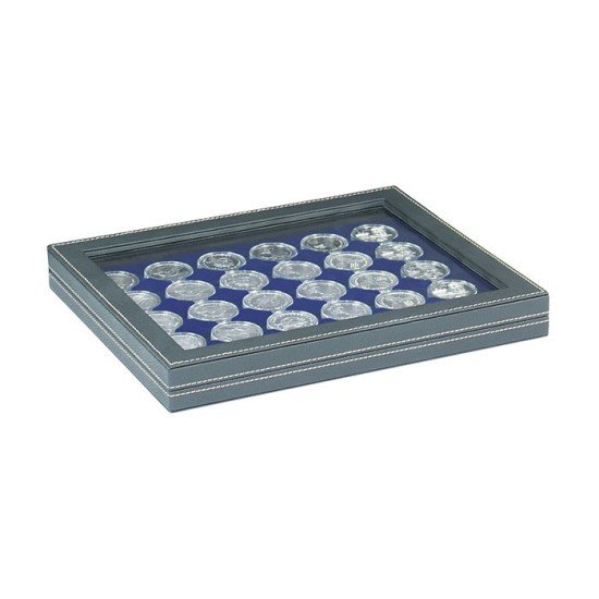 Lindner 2367-2226ME Estuche para monedas NERA M PLUS con plantilla para monedas en color azul oscuro con 30 hoyos redondos para cápsulas para monedas de hasta 39 mm Lindner 2367-2226ME Estuche para monedas NERA M PLUS con plantilla para monedas en color azul oscuro con 30 hoyos redondos para cápsulas para monedas de hasta 39 mm
