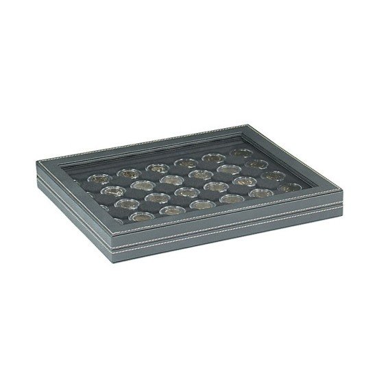Lindner 2367-2530CE Estuche para monedas NERA M PLUS con plantilla para monedas en color negro con 35 hoyos redondos para cápsulas para monedas de hasta 32 mm Lindner 2367-2530CE Estuche para monedas NERA M PLUS con plantilla para monedas en color negro con 35 hoyos redondos para cápsulas para monedas de hasta 32 mm
