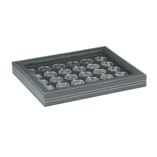 Lindner 2367-2537CE Estuche para monedas NERA M PLUS con plantilla para monedas en color negro con 30 hoyos redondos para cápsulas para monedas de hasta 37,5 mm Lindner 2367-2537CE Estuche para monedas NERA M PLUS con plantilla para monedas en color negro con 30 hoyos redondos para cápsulas para monedas de hasta 37,5 mm