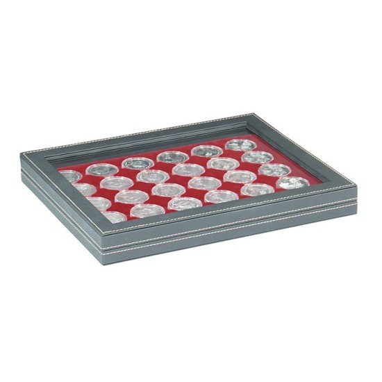 Lindner 2367-2626E Estuche para monedas NERA M PLUS con plantilla para monedas en color rojo oscuro con 30 hoyos redondos para cápsulas para monedas de hasta 39 mm Lindner 2367-2626E Estuche para monedas NERA M PLUS con plantilla para monedas en color rojo oscuro con 30 hoyos redondos para cápsulas para monedas de hasta 39 mm