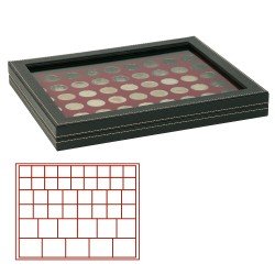 Lindner 2367-2745E Estuche para monedas NERA M PLUS con plantilla para monedas en color rojo oscuro con 45 casilleros rectangulares para monedas/cápsulas de hasta 24, 28, 39 y 44 mm Lindner 2367-2745E Estuche para monedas NERA M PLUS con plantilla para monedas en color rojo oscuro con 45 casilleros rectangulares para monedas/cápsulas de hasta 24, 28, 39 y 44 mm