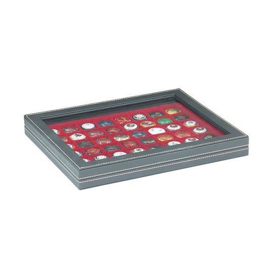Lindner 2367-2748E Estuche para monedas NERA M PLUS con plantilla para monedas en color rojo oscuro con 48 casilleros cuadrados para monedas/cápsulas par monedas de hasta 30 mm Lindner 2367-2748E Estuche para monedas NERA M PLUS con plantilla para monedas en color rojo oscuro con 48 casilleros cuadrados para monedas/cápsulas par monedas de hasta 30 mm