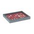 Lindner 2367-2748E Estuche para monedas NERA M PLUS con plantilla para monedas en color rojo oscuro con 48 casilleros cuadrados para monedas/cápsulas par monedas de hasta 30 mm