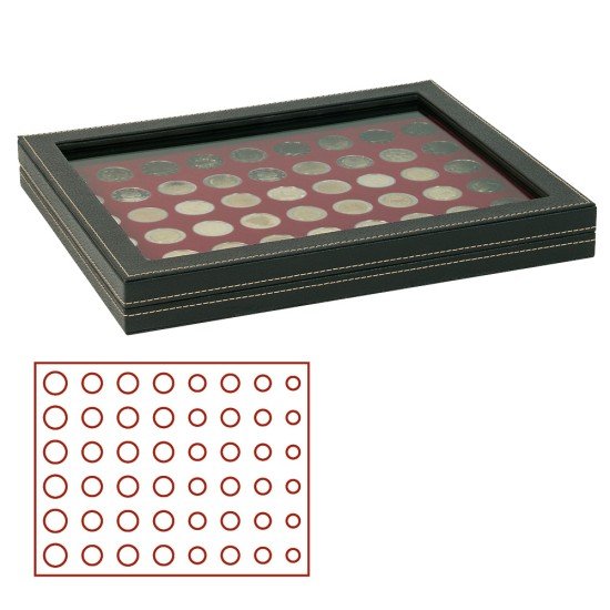 Lindner 2367-2906E Estuche para monedas NERA M PLUS con plantilla para monedas en color rojo oscuro para 6 series de monedas euro de curso Lindner 2367-2906E Estuche para monedas NERA M PLUS con plantilla para monedas en color rojo oscuro para 6 series de monedas euro de curso