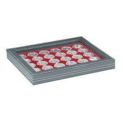 Lindner 2367-2937E Estuche para monedas NERA M PLUS con plantilla para monedas en color rojo oscuro con 30 hoyos redondos para cápsulas para monedas de hasta 37 mm Lindner 2367-2937E Estuche para monedas NERA M PLUS con plantilla para monedas en color rojo oscuro con 30 hoyos redondos para cápsulas para monedas de hasta 37 mm
