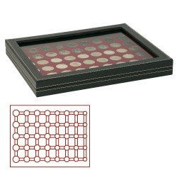 Lindner 2367-2956E Estuche para monedas NERA M PLUS con plantilla para monedas en color rojo oscuro para 5 series de monedas euro de curso Lindner 2367-2956E Estuche para monedas NERA M PLUS con plantilla para monedas en color rojo oscuro para 5 series de monedas euro de curso