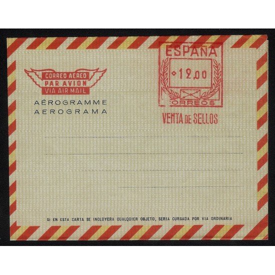 España aerograma 88A Bicolor Franqueo mecánico previamente impreso España aerograma 88A Bicolor Franqueo mecánico previamente impreso