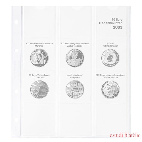 Lindner 1108D03 Hoja pre-impresa karat para monedas conmemorativas de 10 euros 2003 Alemania 