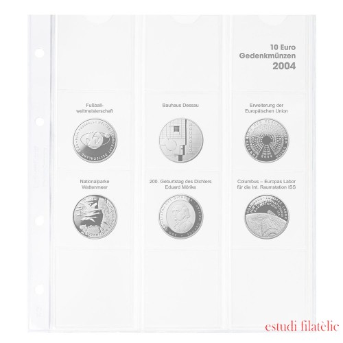 Lindner 1108D04 Hoja pre-impresa karat para monedas conmemorativas de 10 euros 2004 Alemania 