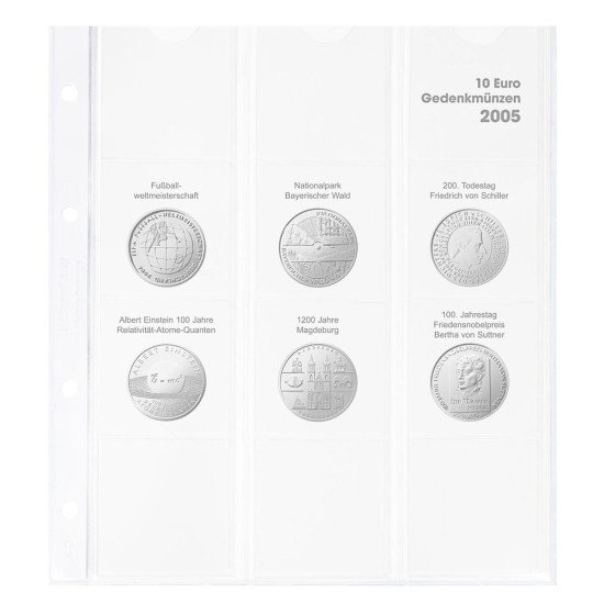Lindner 1108D05 Hoja pre-impresa karat para monedas conmemorativas de 10 euros 2005 Alemania Lindner 1108D05 Hoja pre-impresa karat para monedas conmemorativas de 10 euros 2005 Alemania