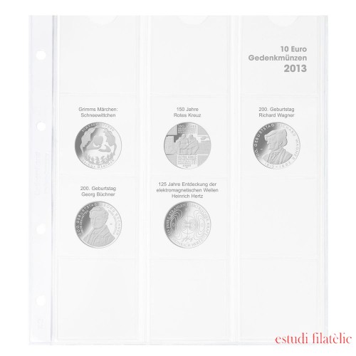 Lindner 1108D13 Hoja pre-impresa karat para monedas conmemorativas de 10 euros 2013 Alemania 