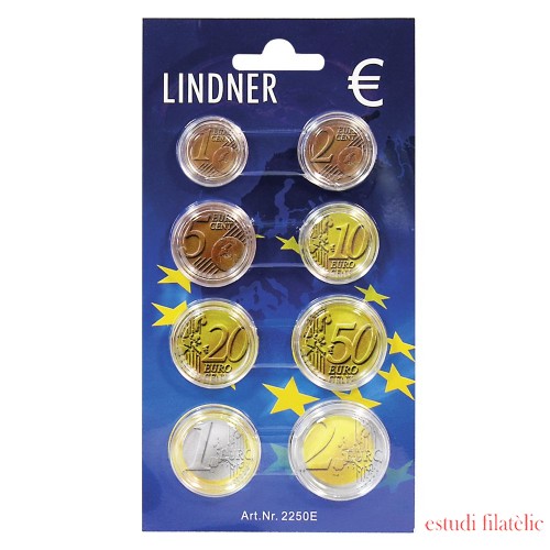 Lindner 2250EP  Display de cápsulas para monedas para una serie de monedas euro de curso. Paquete de 20 unidades 