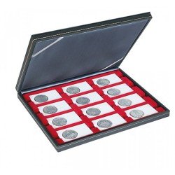 Lindner 2364-2770E Estuche para monedas NERA M con plantilla para monedas en color rojo oscuro con 12 casilleros rectangulares para marquitos para monedas Rebeck Coin L 75x50m Lindner 2364-2770E Estuche para monedas NERA M con plantilla para monedas en color rojo oscuro con 12 casilleros rectangulares para marquitos para monedas Rebeck Coin L 75x50m
