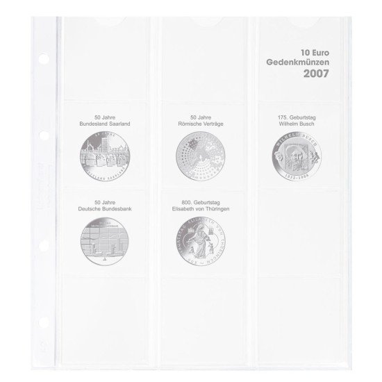Lindner 1108D07 Hoja pre-impresa karat para monedas conmemorativas de 10 euros Lindner 1108D07 Hoja pre-impresa karat para monedas conmemorativas de 10 euros
