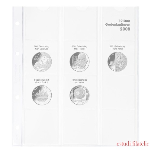 Lindner 1108D08 Hoja pre-impresa karat para monedas conmemorativas de 10 euros 2008 Alemania 