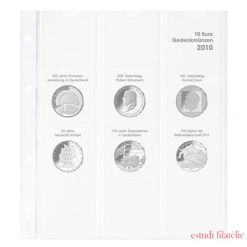 Lindner 1108D10  Hoja pre-impresa karat para monedas conmemorativas de 10 euros 2010 Alemania 