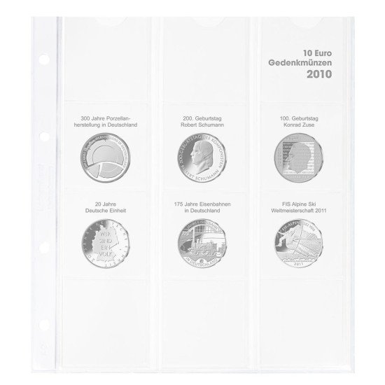 Lindner 1108D10 Hoja pre-impresa karat para monedas conmemorativas de 10 euros 2010 Alemania Lindner 1108D10 Hoja pre-impresa karat para monedas conmemorativas de 10 euros 2010 Alemania