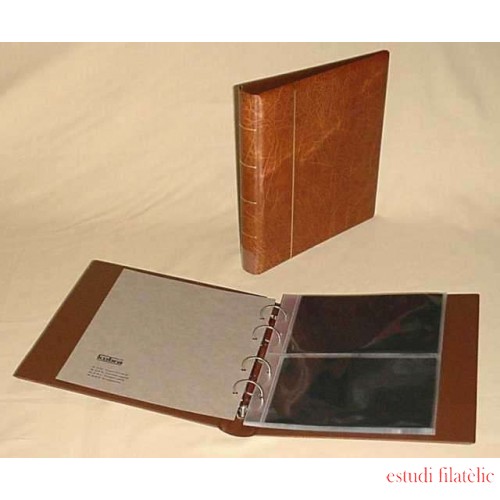 Lindner K-G24-H Álbum doble KOBRA FDC con 10 fundas transparentes divididas en color marrón claro, 270 x 250 mm 