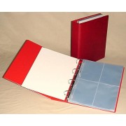 Lindner K-G54-R Álbum para tarjetas postales KOBRA, tapa de anillos vacía en color rojo, 315 x 282 mm 