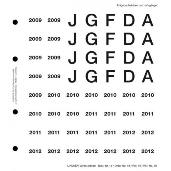 Lindner 18 Hoja perforada pre impresa 2009 - 2012