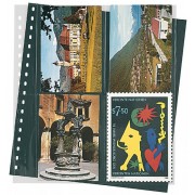 Lindner 829P Funda transparente con 4 bolsillos para tarjetas postales o documentos 114 x 146 mm con hoja negra intercalada. Paquete de 10 unidade