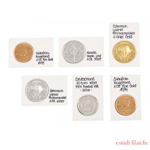 Lindner RC030 Marquitos para monedas Rebeck Coin L para monedas de hasta 30mm, autoadhesivo. Paquete de 25 unidades 