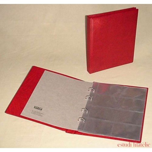 Lindner K-G28-R Álbum para tarjetas telefónicas KOBRA con 10 hojas transparentes para tarjetas telefónicas, en color rojo, 270 x 230 mm 