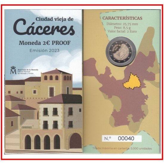 España Spain 2023 Cartera 2€ euros Proof Patrimonio Mundial Cáceres España Spain 2023 Cartera 2€ euros Proof Patrimonio Mundial Cáceres