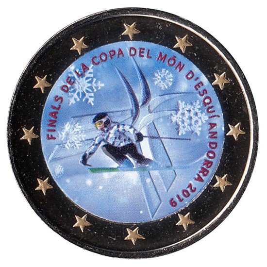 Andorra 2019 2€ euros conmemorativos Color Finals de la copa del món d esquí Andorra 2019 2€ euros conmemorativos Color Finals de la copa del món d esquí