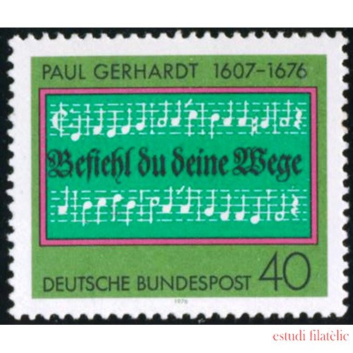 CIN/S Alemania Federal Germany  Nº 742  1976 Triicentenario muerte de Paul Gerhart Lujo