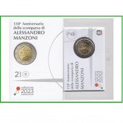 Italia 2023 2 € euros conmemorativos Cartera Oficial Coin Card Alessandro Manzoni