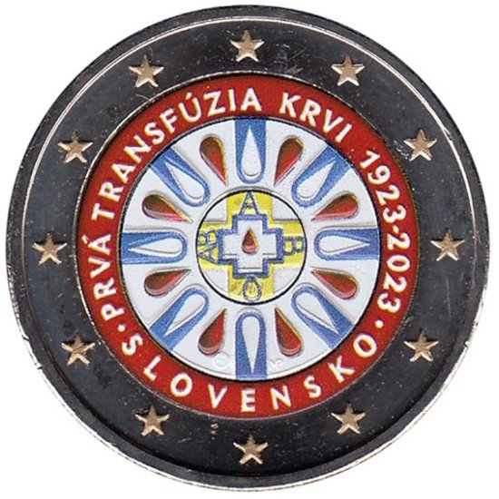Eslovaquia 2023 2 € euros conmemorativos Color Transfusión de sangre Eslovaquia 2023 2 € euros conmemorativos Color Transfusión de sangre