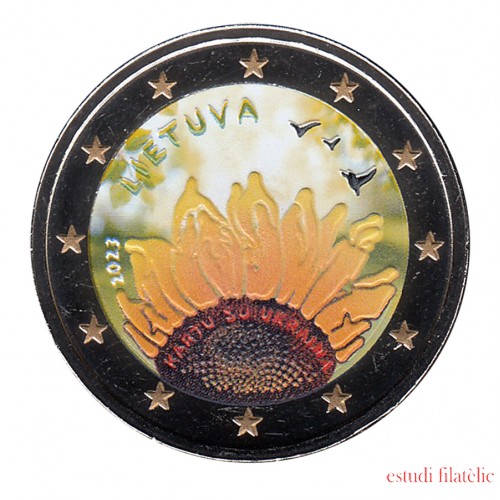 Lituania 2023 2 € euros conmemorativos Color Juntos con Ucrania