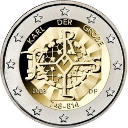 Alemania 2023 2 € euros conmemorativos Carlomagno ( 5 cecas ) Alemania 2023 2 € euros conmemorativos Carlomagno ( 5 cecas )